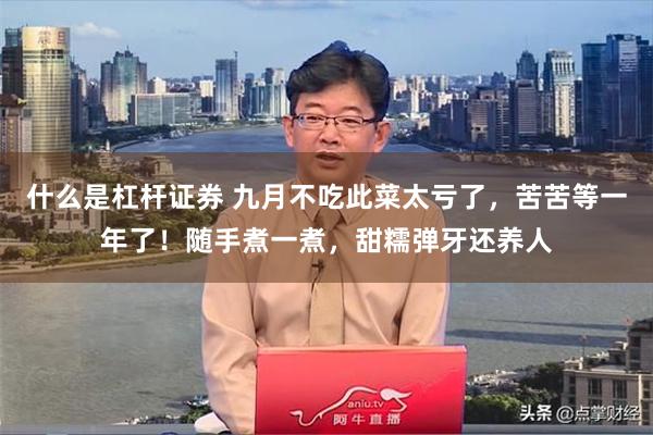 什么是杠杆证券 九月不吃此菜太亏了，苦苦等一年了！随手煮一煮，甜糯弹牙还养人