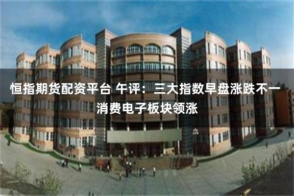 恒指期货配资平台 午评：三大指数早盘涨跌不一 消费电子板块领涨